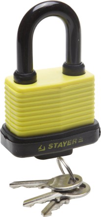 Замок STAYER &quot;MASTER&quot; навесной, всепогодный, пластиковая защита корпуса, с закаленной дужкой,на карточке, 60мм 37140-50 купить в Надыме