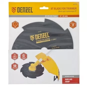 Диск для триммера 230 х 25,4 толщина 1,6 мм 8 лезвий DENZEL 96328 купить в Надыме