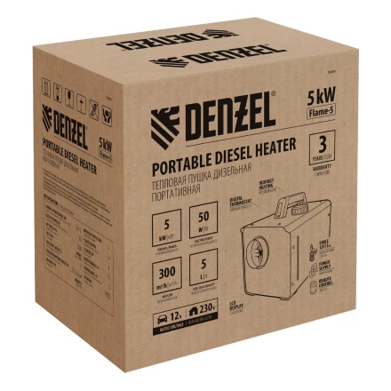 Дизельная тепловая портативная пушка Denzel Flame-5 96495, 5кВт, 300м3/ч, непр.наг., циф. терм. купить в Надыме