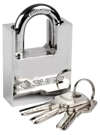 Замок ЗУБР "ЭКСПЕРТ" навесной, стальной корпус, закаленная дужка, с дополнительной защитой, 50мм 37223-50 купить в Надыме