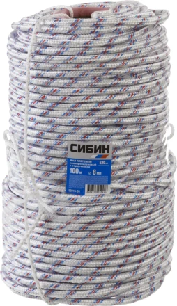 Фал плетёный полипропиленовый СИБИН 16-прядный с полипропиленовым сердечником, диаметр 8 мм, бухта 100 м, 520 кгс 50215-08 купить в Надыме