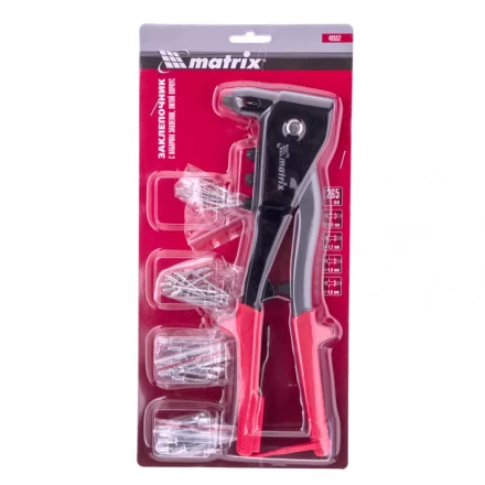 Заклепочник литой 260 мм с набором заклепок заклепки 2,4-3,2-4,0-4,8 мм Matrix 40552 купить в Надыме