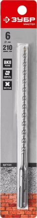 Бур по бетону SDS-Plus ЗУБР "МАСТЕР", 2 резца, спираль 4С, 6х210мм 29315-210-06 купить в Надыме