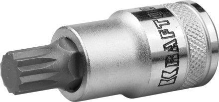 Торцовая бита-головка KRAFTOOL &quot;INDUSTRIE QUALITAT&quot;, материал S2, SPLINE, сатинированная, 1/2&quot;, M10 27911-10_z01 купить в Надыме