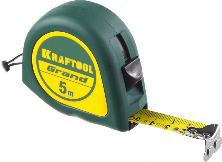 Рулетка KRAFTOOL GRAND, обрезиненный пластиковый корпус, 5м/19мм 34022-05-19 купить в Надыме