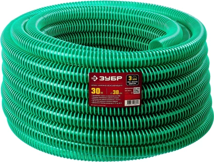 ЗУБР 38 мм x 30 м, 3 атм, со спиралью ПВХ, напорно-всасывающий шланг (40325-38-30) купить в Надыме