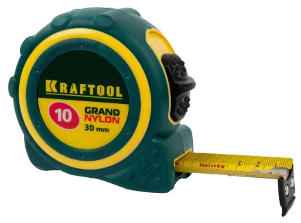 Рулетка KRAFTOOL "GRAND", двухкомпонентный корпус, двусторонняя шкала, нейлоновое покрытие, 10мх30мм 3412-10_z01 купить в Надыме