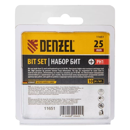 Бита PH1х25, сталь S2, шестигранный профиль, 10 шт. Е 6,3 Denzel 11651 купить в Надыме