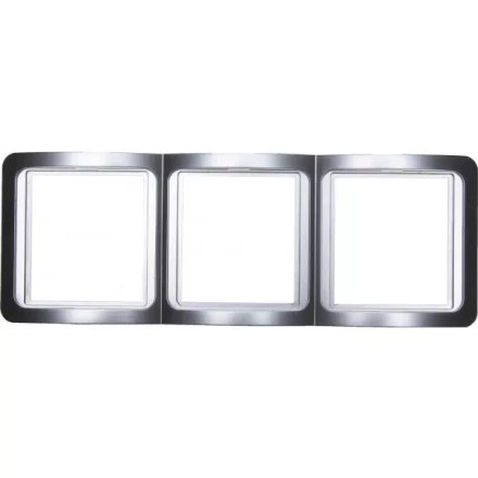 Панель СВЕТОЗАР "ГАММА" накладная, вертикальная, цвет светло-серый металлик, 3 гнезда SV-54149-SM купить в Надыме