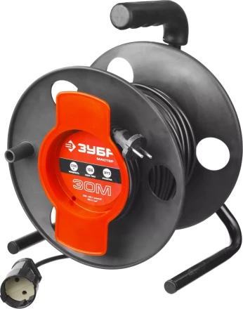 Удлинитель ЗУБР "МАСТЕР" на катушке, ПВС 2х1кв мм, 1 гнездо, макс мощн 2200Вт, 30м 55075-30 купить в Надыме