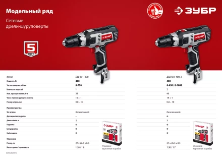 Дрель-шуруповерт сетевая ДШ-М1-400-2 серия МАСТЕР купить в Надыме