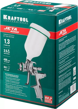 Краскопульт пневматический KRAFTOOL "PRO" Jeta 4000, HVLP, c верхним бачком, 1,3мм 06555-1.3 купить в Надыме