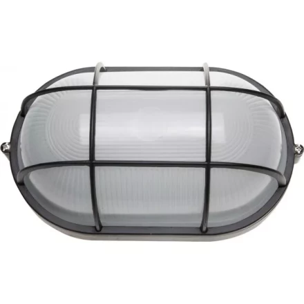 Светильник уличный СВЕТОЗАР влагозащищенный с решеткой, овал, цвет черный, 100Вт SV-57207-B купить в Надыме