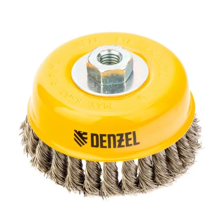 Щетка для УШМ 125 мм Чашка крученая нержавеющая проволока 0.5 мм М14 Denzel 746273 купить в Надыме