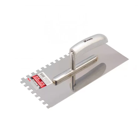 Гладилка из нержавеющей стали 280 x 130 мм деревянная ручка зуб 8 x 8 мм Matrix 86739 купить в Надыме