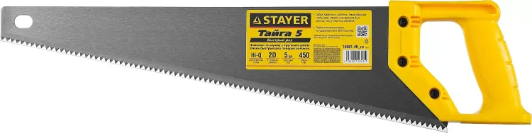 Ножовка ударопрочная (пила) STAYER ТАЙГА-5 450 мм, 5 TPI, быстрый рез поперек волокон, для крупных и средних заготовок 15061-45_z01 купить в Надыме