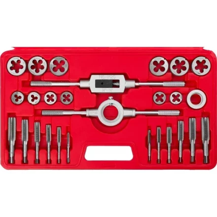 Набор ЗУБР "МАСТЕР" с металлорежущим инстр., метчики однопроходные и плашки М5-М16, оснастка - в пластик. боксе, 27пред. 28123-H27 купить в Надыме