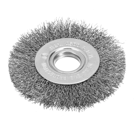 Щетка для УШМ, 100 мм, посадка 22.2 мм, плоская, витая проволока 0.3 мм Сибртех 746487 купить в Надыме