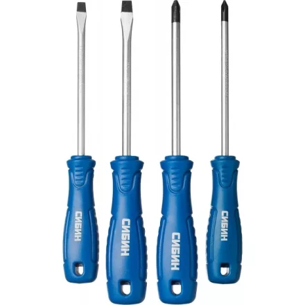 Набор: Отвертки СИБИН 25084 с закаленным стержнем, маслобензостойкая рукоятка, в блистере, 4 предмета 25084 купить в Надыме