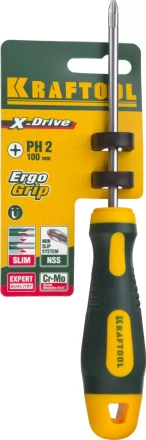 Отвертка KRAFTOOL, Cr-Mo-V сталь, двухкомпонентная противоскользящая рукоятка, PH, №2x100мм 250072-2-100 купить в Надыме