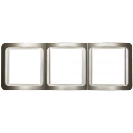 Панель СВЕТОЗАР "ГАММА" накладная, вертикальная, цвет золотой металлик, 3 гнезда SV-54149-GM купить в Надыме