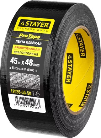 Армированная лента, STAYER Professional 12086-50-50, универсальная, влагостойкая, 48мм х 45м, черная 12086-50-50 купить в Надыме