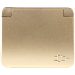 Розетка СВЕТОЗАР "ГАММА" с заземлением, одинарная с крышкой, без вставки и рамки, цвет золотой металлик, 16А/~250В SV-54110-GM