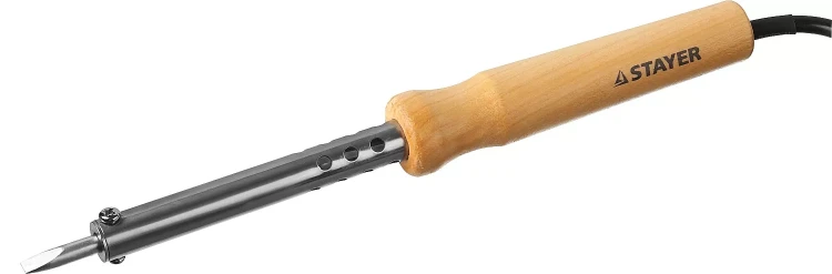 Паяльник с деревянной рукояткой и долговечным жалом, STAYER "MASTER" MAXTerm, 55310-60, 60 Вт, клин 55310-60 купить в Надыме