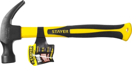 Молоток-гвоздодер "Fiberglass" с фиберглассовой рукояткой, 560 г, STAYER Professional 2026-560_z01 купить в Надыме