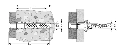 Дюбели универсальные с бортиком с саморезами пакет серия МАСТЕР купить в Надыме