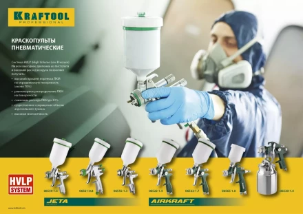 Краскопульт пневматический KRAFTOOL AirKraft, HVLP, с верхним бачком, 1,7мм 06522-1.7 купить в Надыме