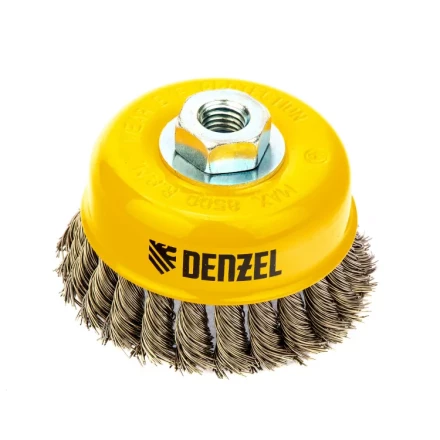 Щетка для УШМ 100 мм Чашка крученая нержавеющая проволока 0.5 мм М14 Denzel 746283 купить в Надыме
