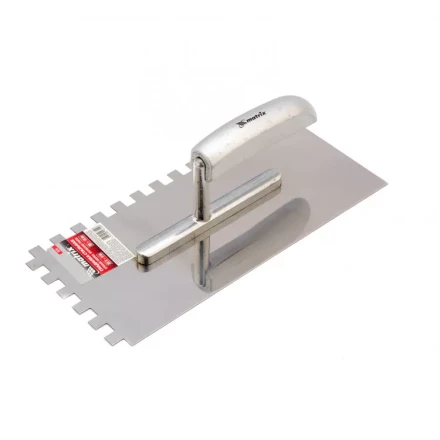 Гладилка из нержавеющей стали 280 x 130 мм деревянная ручка зуб 10 x 10 мм Matrix 86741 купить в Надыме