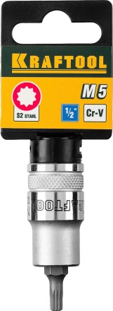 Торцовая бита-головка KRAFTOOL &quot;INDUSTRIE QUALITAT&quot;, материал S2, SPLINE, сатинированная, 1/2&quot;, M5 27911-05_z01 купить в Надыме
