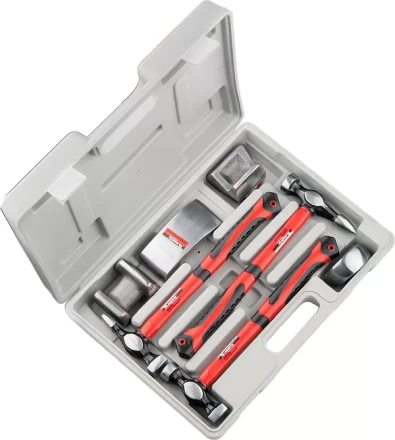 Набор рихтовочный 3 молотка с фибергласовыми ручками 4 наковальни в пласт. боксе MATRIX 10845 купить в Надыме