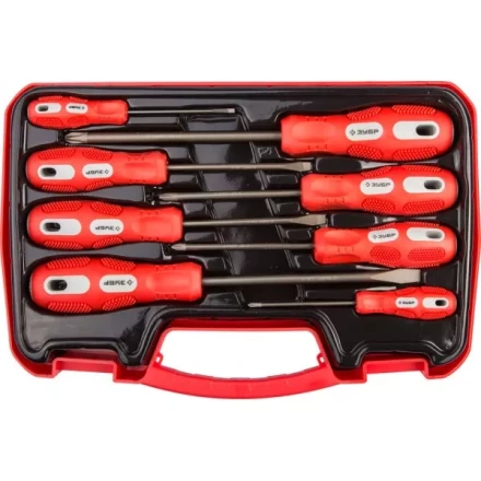 Набор отверток ЗУБР "МАСТЕР", хром-ванадиевая сталь, эргономичная двухкомпонентная рукоятка, 8шт 25235-H8 купить в Надыме