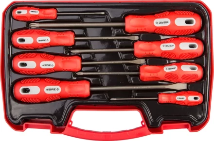 Набор отверток ЗУБР "МАСТЕР", хром-ванадиевая сталь, эргономичная двухкомпонентная рукоятка, 8шт 25235-H8 купить в Надыме