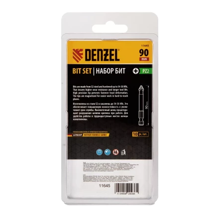 Бита PZ2х90, сталь S2, цилиндр., 10 шт. Е 6,3 Denzel 11645 купить в Надыме