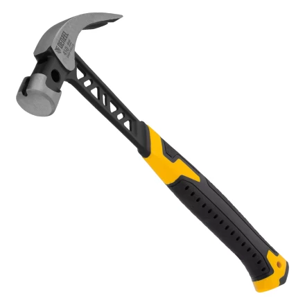 Молоток-гвоздодёр Denzel 10466, 450 г, цельнокованый,боек с магнитом, двухкомп. обрезин. рук-ка купить в Надыме