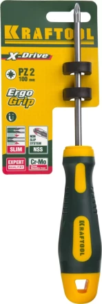 Отвертка KRAFTOOL, Cr-Mo-V сталь, двухкомпонентная противоскользящая рукоятка, PZ, №2x100мм 250073-2-100 купить в Надыме