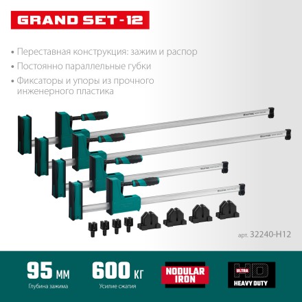 Набор корпусных струбцин KRAFTOOL GRAND 32240-H12 купить в Надыме