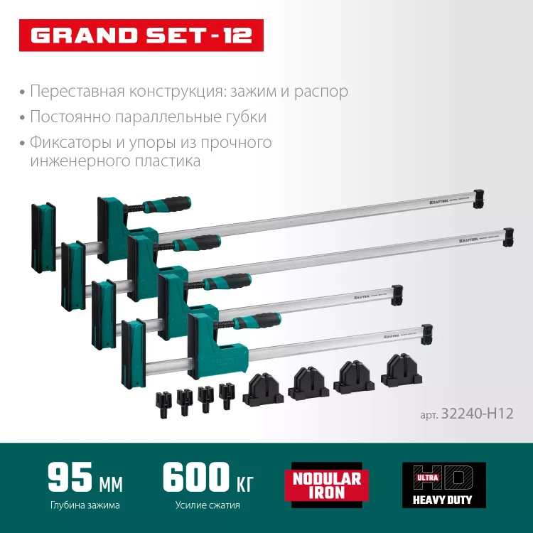 Набор корпусных струбцин KRAFTOOL GRAND 32240-H12 купить в Надыме