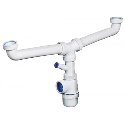 Сифон ЗУБР "ЭКСПЕРТ" колбовый для двухместной мойки с отводом для стиральной машины 51815-2 купить в Надыме