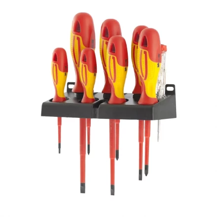 Набор отверток диэлектрических до 1000 В тестер CrMo двухкомпонентные рукоятки 8 шт Gross 12950 купить в Надыме