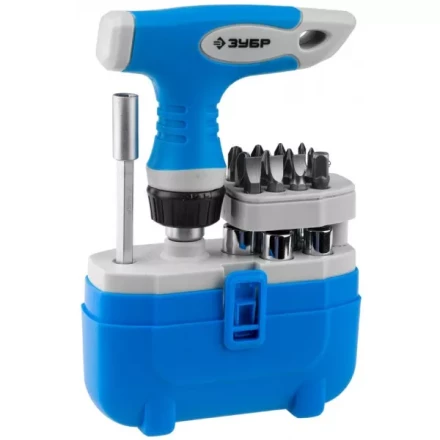 Набор ЗУБР "ЭКСПЕРТ" Отвертка реверсивная с пистолетной двухкомпонетной рукояткой; Cr-V биты, 20 предметов 25413-H20 купить в Надыме