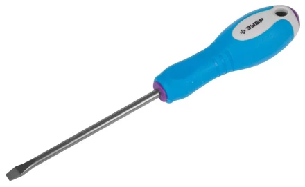 Отвертка ЗУБР, Cr-V сталь, трехкомпонентная рукоятка, цветовая индикация типа шлица, SL, 5,5x100мм 25251-5.5-100 купить в Надыме