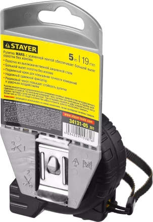 Рулетка STAYER "PROFI" "MARS", обрезиненный корпус, 5мх19мм 34131-05 купить в Надыме