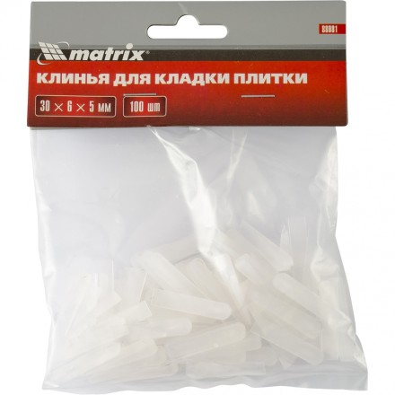 Клинья для кладки плитки 30 х 6 х 5 мм упаковка 100 штук Matrix 88081 купить в Надыме