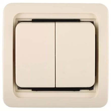 Выключатель СВЕТОЗАР "ГАММА" двухклавишный, без подсветки, цвет бежевый, 10А/~250В SV-54134-B купить в Надыме