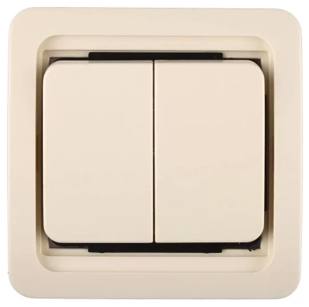 Выключатель СВЕТОЗАР "ГАММА" двухклавишный, без подсветки, цвет бежевый, 10А/~250В SV-54134-B купить в Надыме